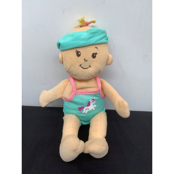 Manhattan Toys Stella Blonde Cloth Ragdoll Brown Embroidered Eyes Swim Outfit He - Picture 1 of 2